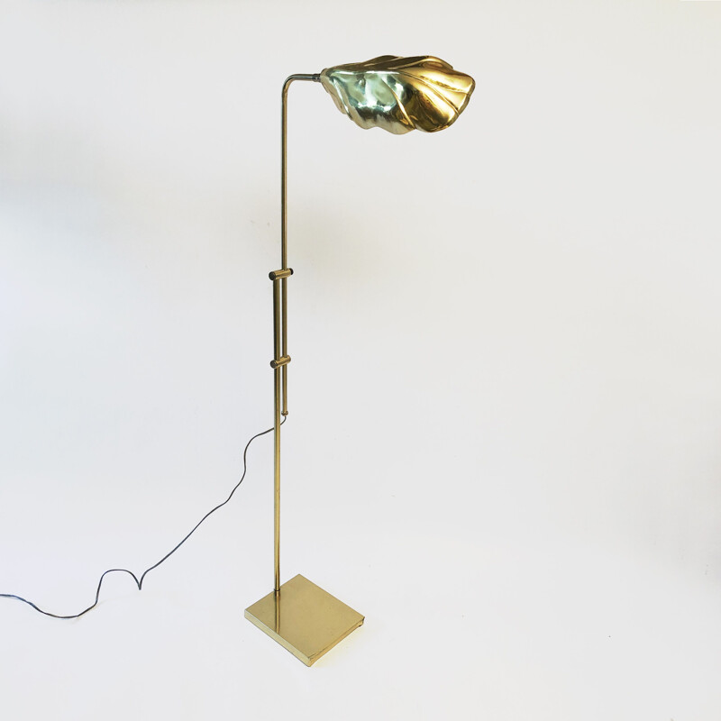 Vintage Desk Floor Lamp Chapman Brass Leaf Hollywood Regency Tommaso Barbi 1950s