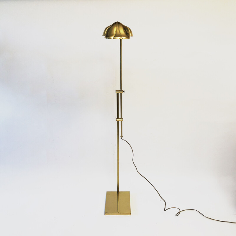 Vintage Desk Floor Lamp Chapman Brass Leaf Hollywood Regency Tommaso Barbi 1950s