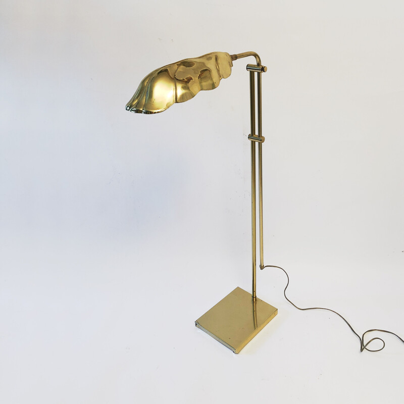 Lampe de bureau vintage Chapman Brass Leaf Hollywood Regency Tommaso Barbi 1950