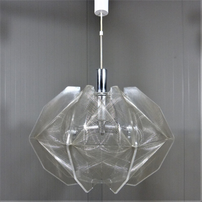 Large vintage hanging lamp by Paul Secon for Sompex, Germany 1960