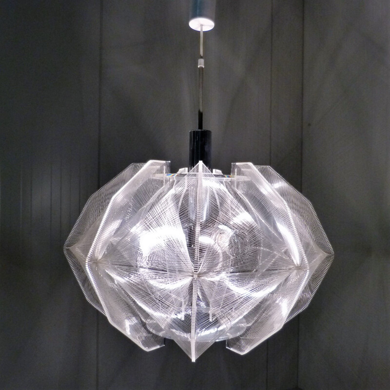 Large vintage hanging lamp by Paul Secon for Sompex, Germany 1960