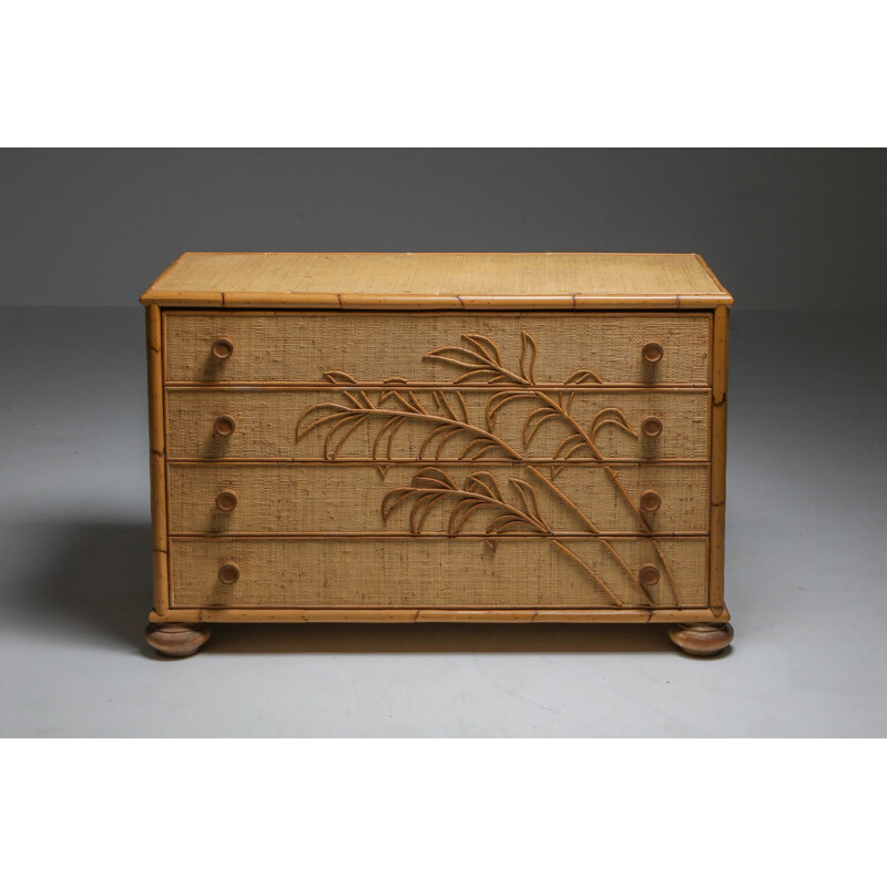 Vintage Vivai del Sud Bamboo Chest of Drawers, Italy 1970s