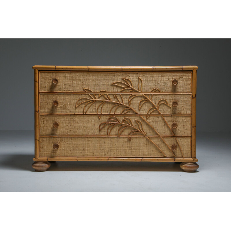 Vintage Vivai del Sud Bamboo Chest of Drawers, Italy 1970s