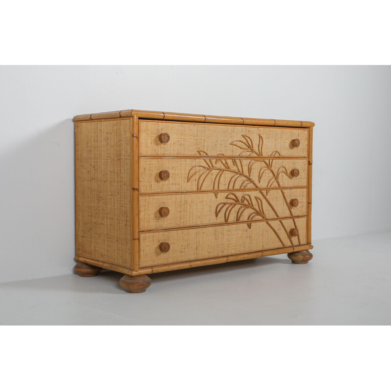 Vintage Vivai del Sud Bamboo Chest of Drawers, Italy 1970s