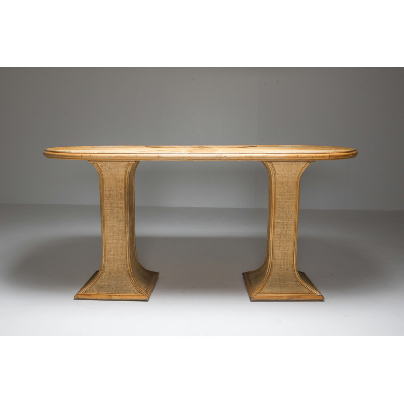 Vintage Table by Vivai del Sud Rattan and Bamboo 1970s