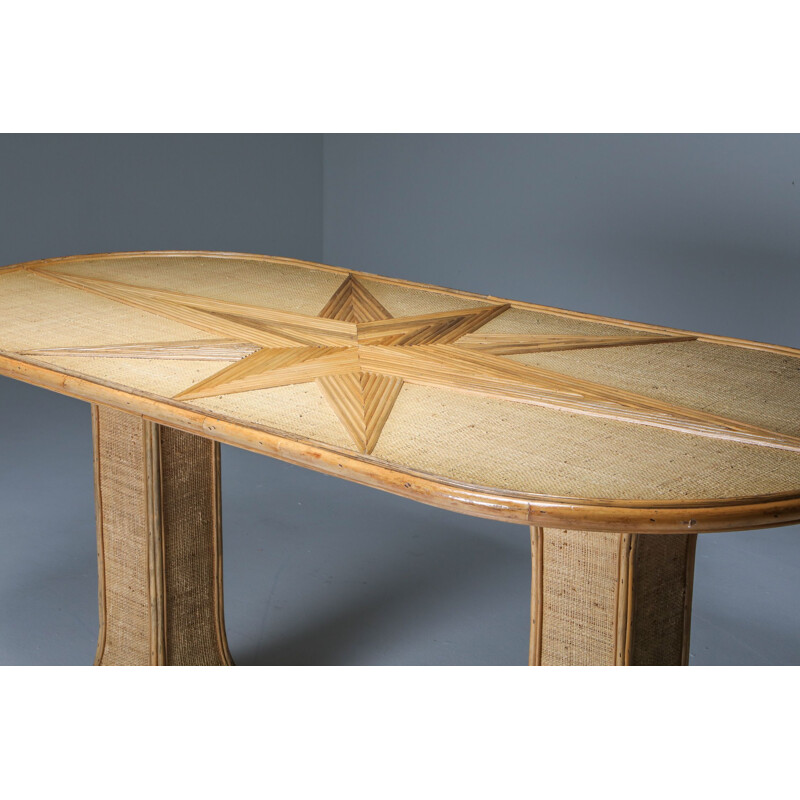 Table Vintage de Vivai del Sud en rotin et bambou 1970