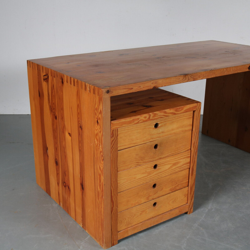 Vintage Pine desk, Ate Van Apeldoorn 1960s