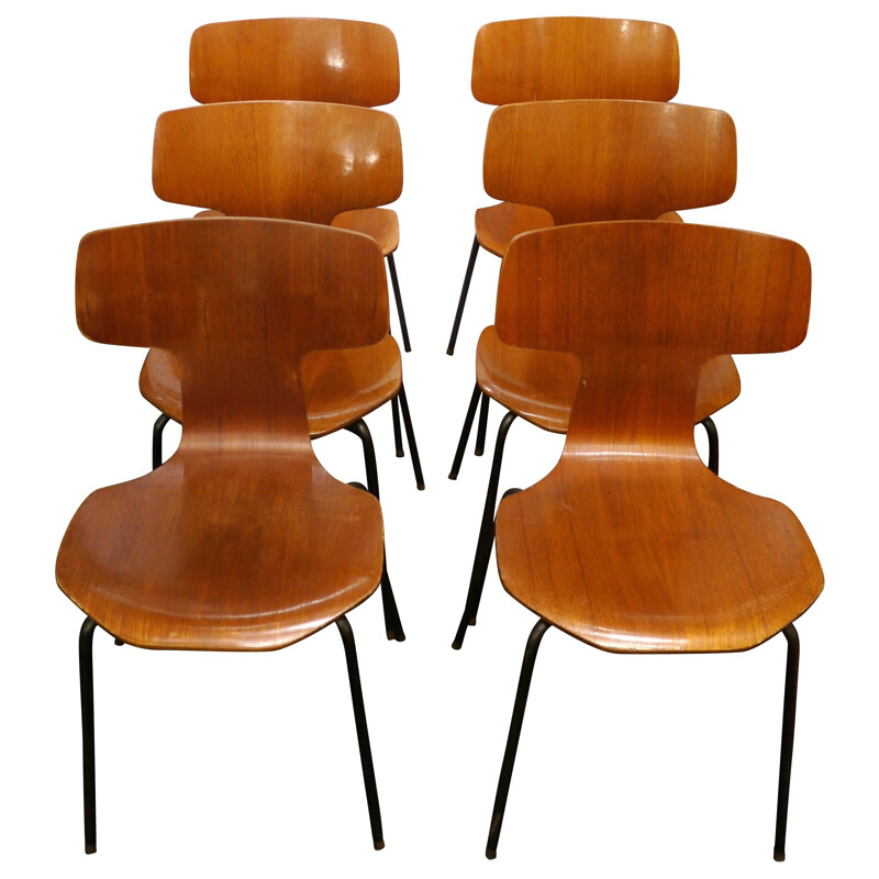 6 chaises "Marteau", Arne JACOBSEN - années 60