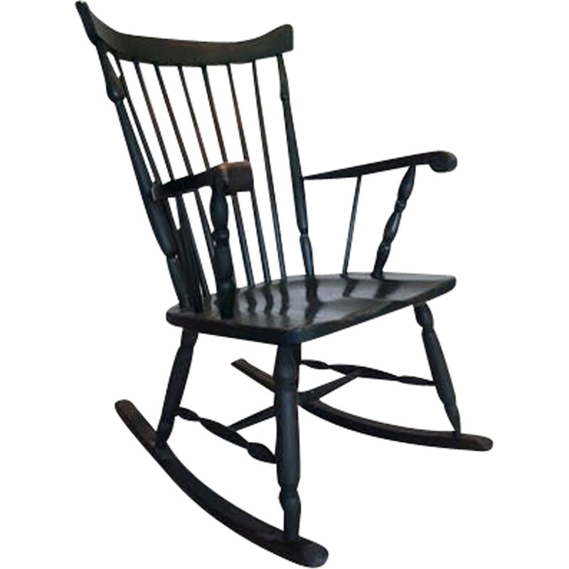 Cadeira de baloiço de madeira Vintage, 1970