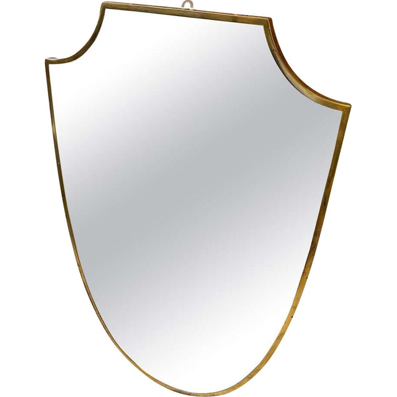 Mid-Century Brass Shield Wall Mirror italien 1950s