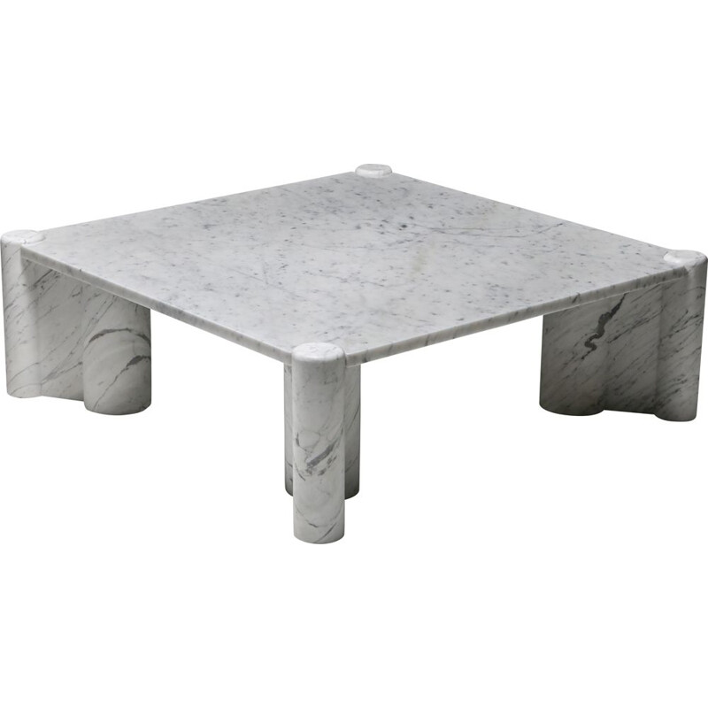 Vintage Gae Aulenti 'Jumbo' coffee table in carrara white marble 1960s