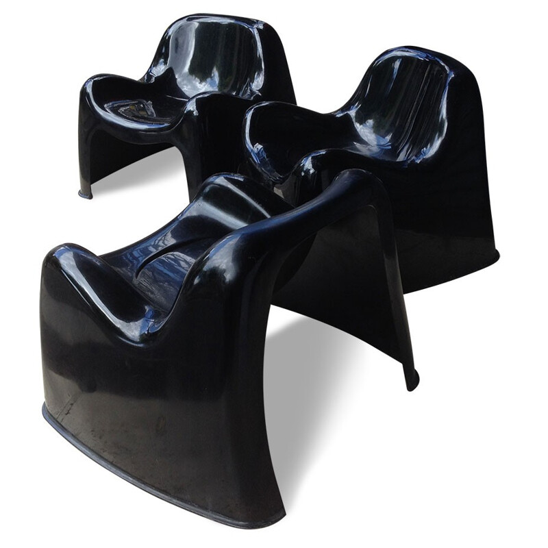 Set of 3 Artemide stackable armchairs, Sergio MAZZA - 1960s