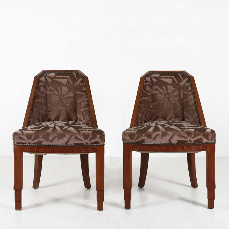 Coppia di sedie vintage di Gaston e Fernand Saddier Art Déco 1925
