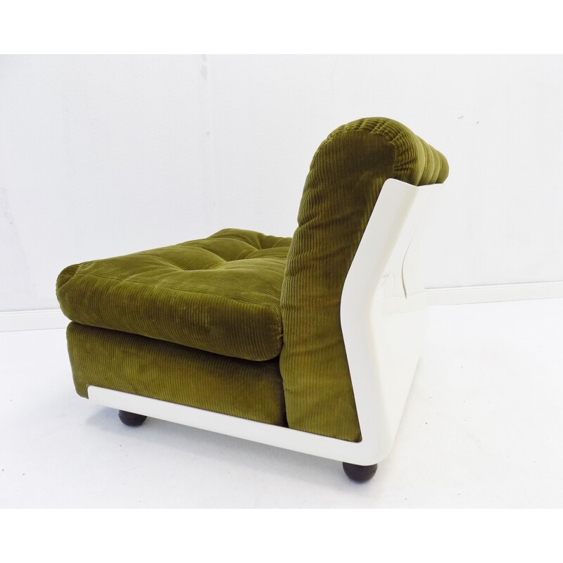 Paire de fauteuils lounge vintage en roseau vert par Mario Bellini Italia BB Amanta 
