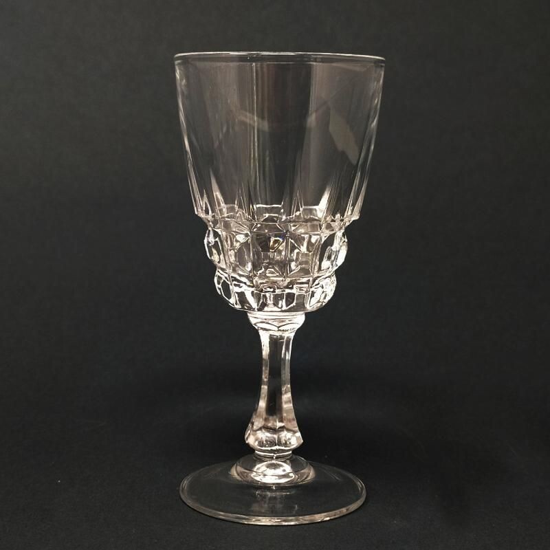 Carafe vintage à décanter en cristal avec 6 verres en cristal Italien 1950