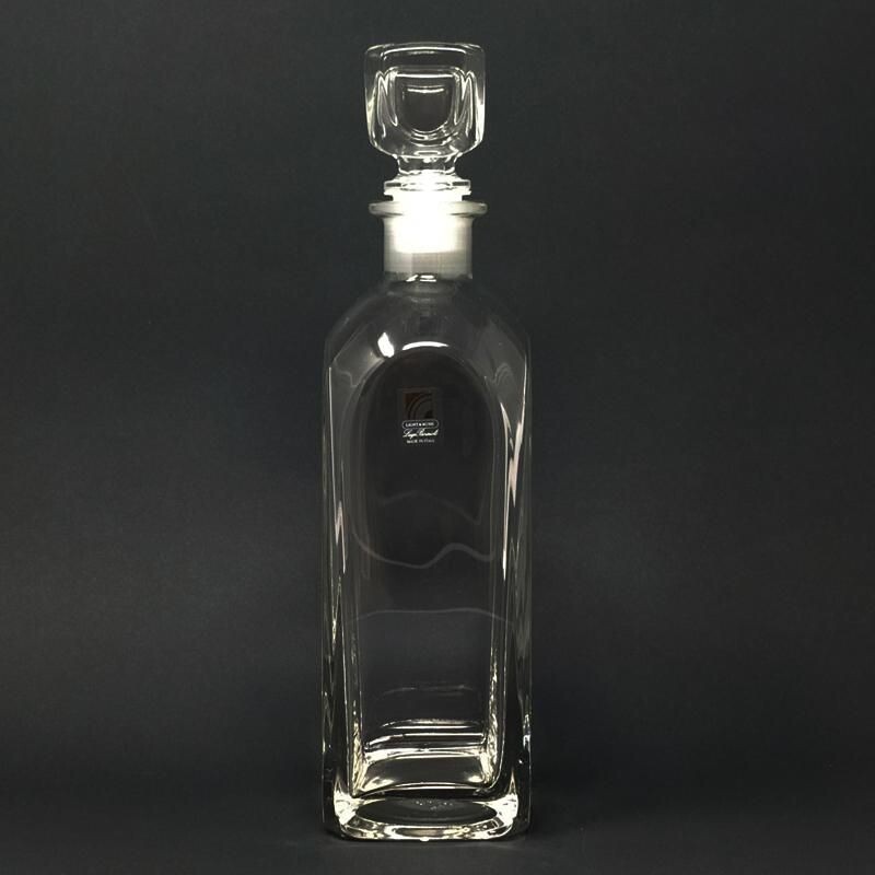 Decanter in cristallo italiano d'epoca con 6 bicchieri in cristallo Luigi Bormioli 1970