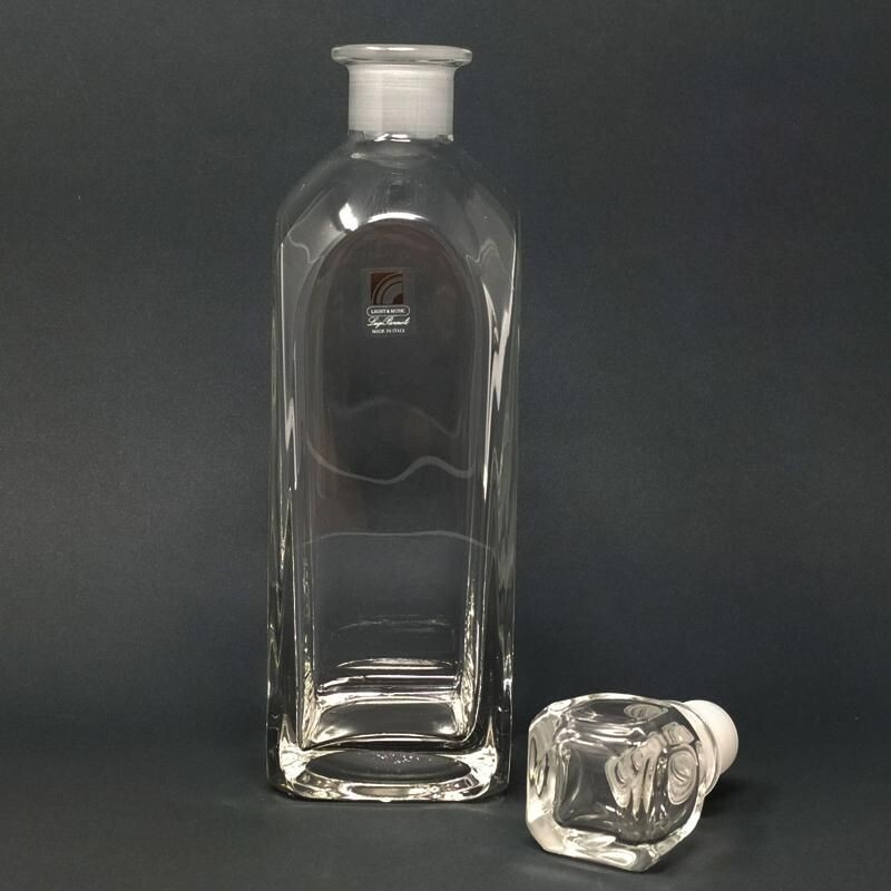 Vintage Italiaanse kristallen karaf met 6 kristallen glazen Luigi Bormioli 1970