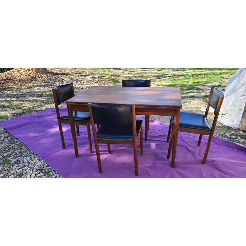 Ensemble table et 4 chaises vintage scandinave en teck 
