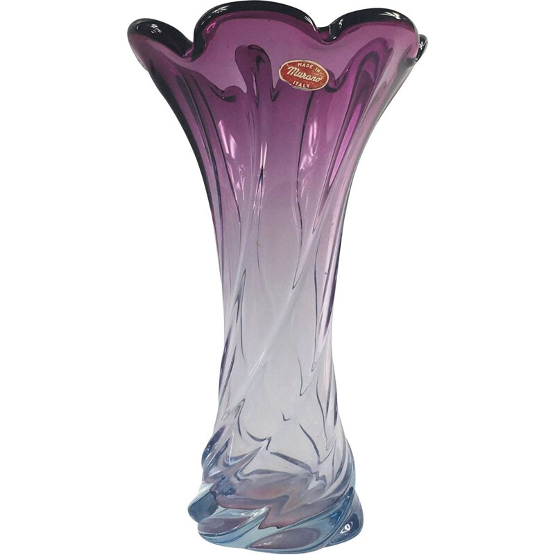 Mid-Century Twisted Murano Glass Vase, Italy, 1960s