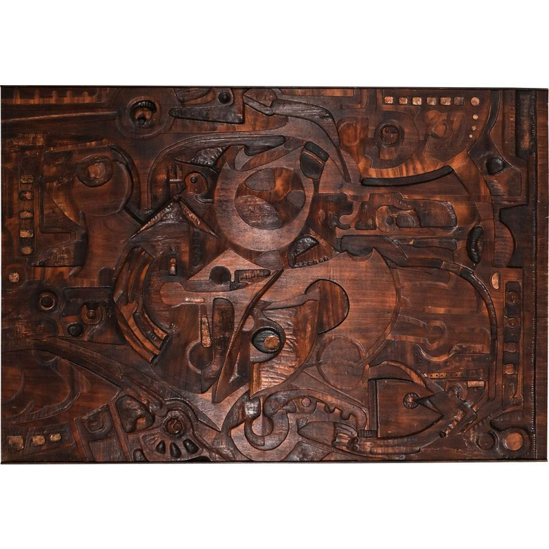 Vintage carved wall panel by Studio Ponzio, Italy 1931