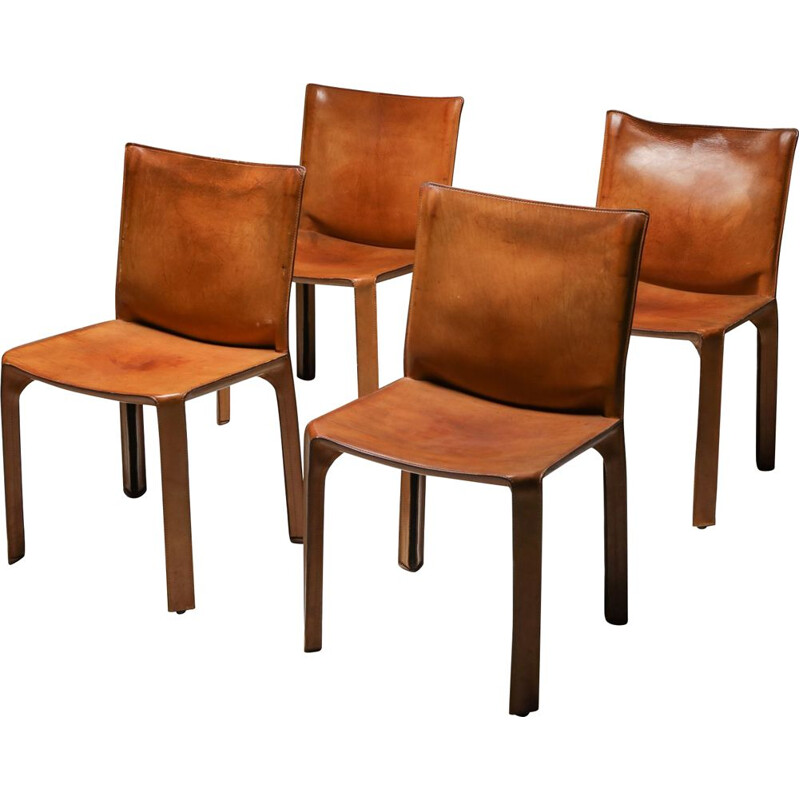 4 chaises Vintage Cassina Cognac CAB 1970