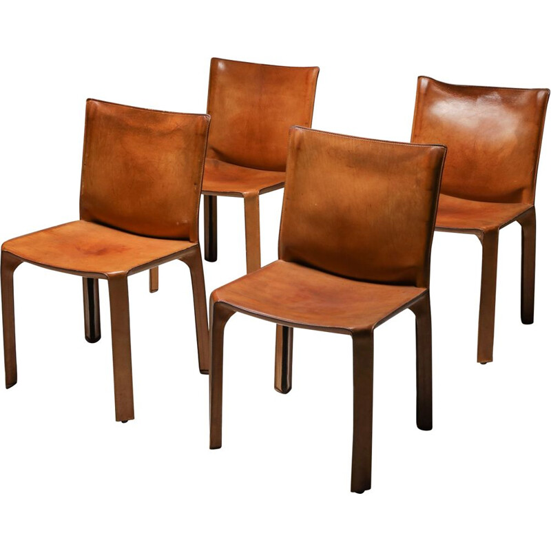 4 Vintage Chairs Cassina Cognac CAB 1970s