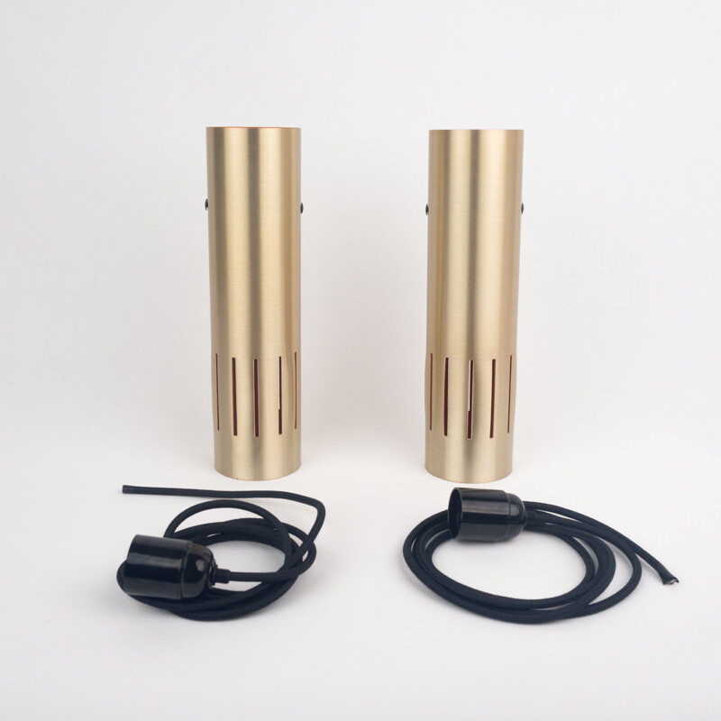 Pair of vintage lamps Trombone by Jo Hammerborg, Fog og Morup danish 1960s