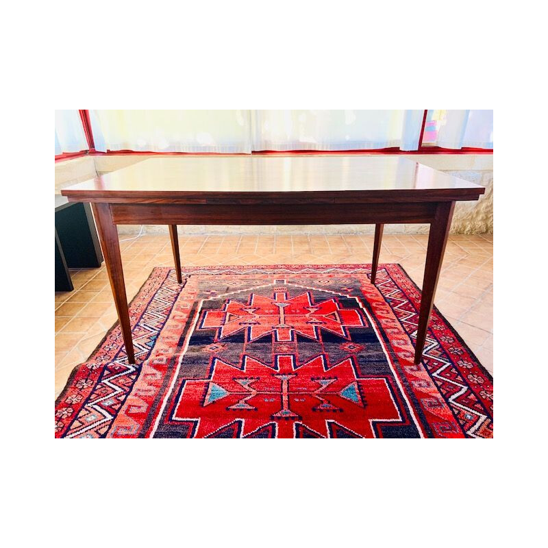 Large vintage rosewood extensible dining table 1960