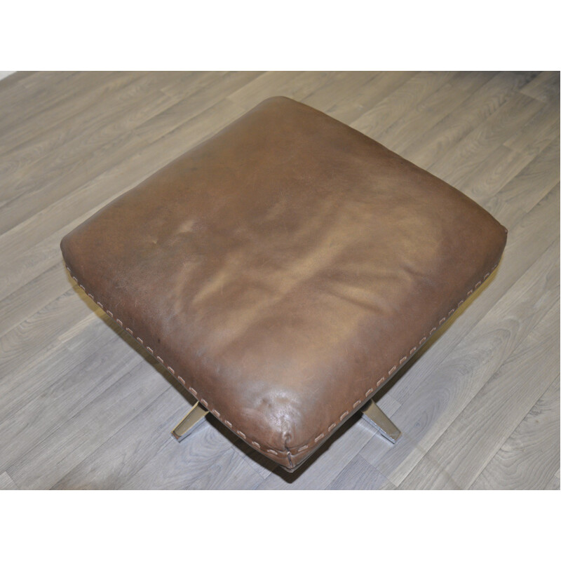 De Sede "DS 31" armchair and his ottoman in olive brown leather - 1970s