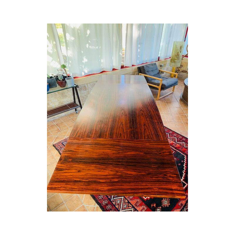 Large vintage rosewood extensible dining table 1960