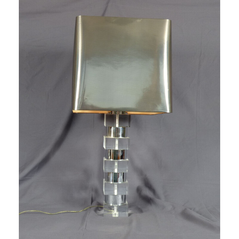 Lampada da tavolo vintage in metallo cromato, 1970