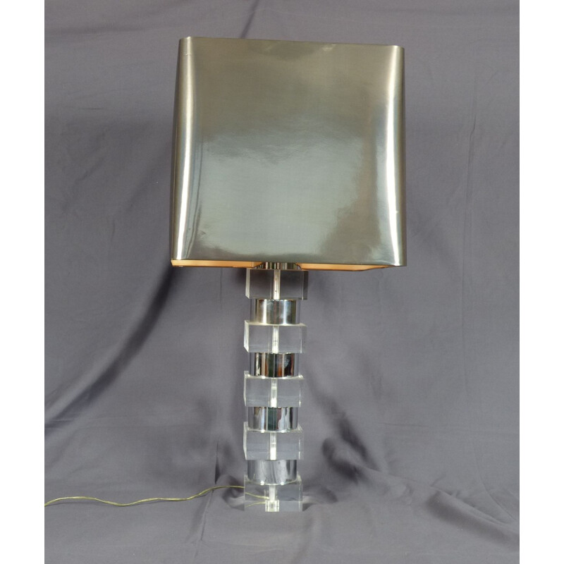 Vintage chrome-plated metal table lamp, 1970