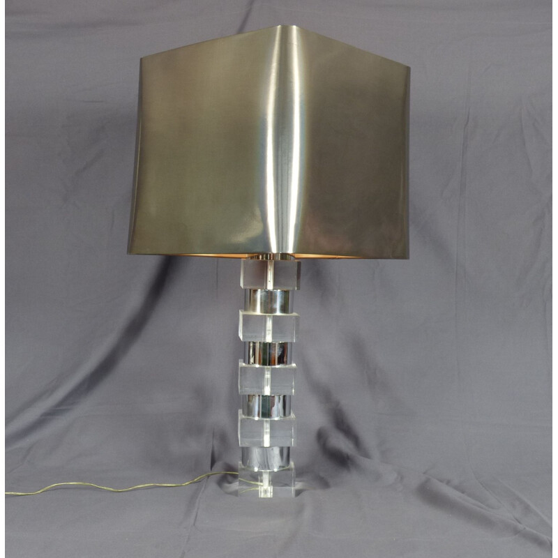 Vintage chrome-plated metal table lamp, 1970