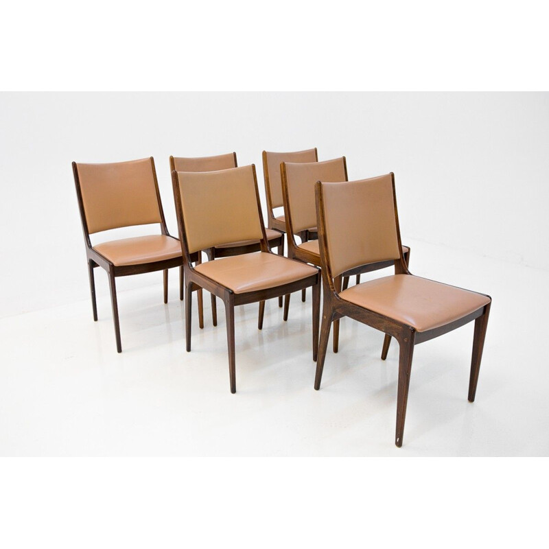 Vintage Set 6 Dining  J. Andersen chairs with table, Denmark 1960s