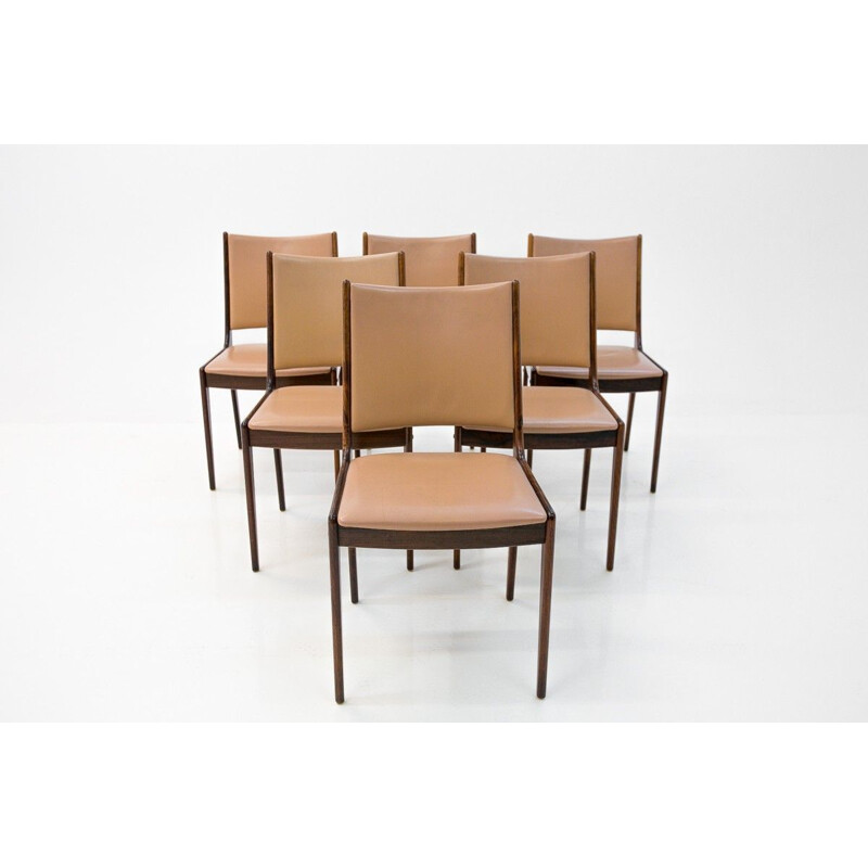 Série 6 chaises vintage J. Andersen avec table, Danemark 1960