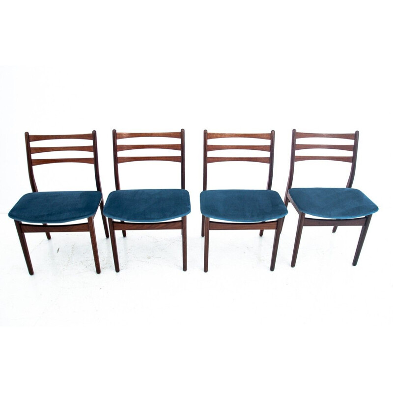 Ensemble de 4 tables à manger vintage avec 4 chaises, danois 1960