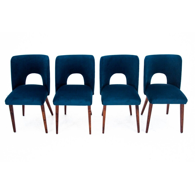 4 mid-century chairs in navy blue 1960s