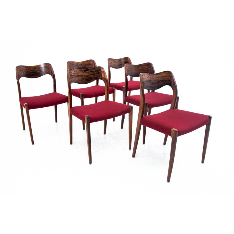 6 vintage rosewood chairs, Niels O. Møller, Denmark, 1960s