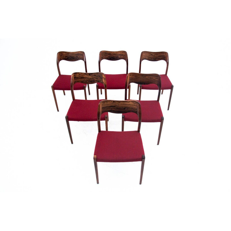 6 vintage rosewood chairs, Niels O. Møller, Denmark, 1960s