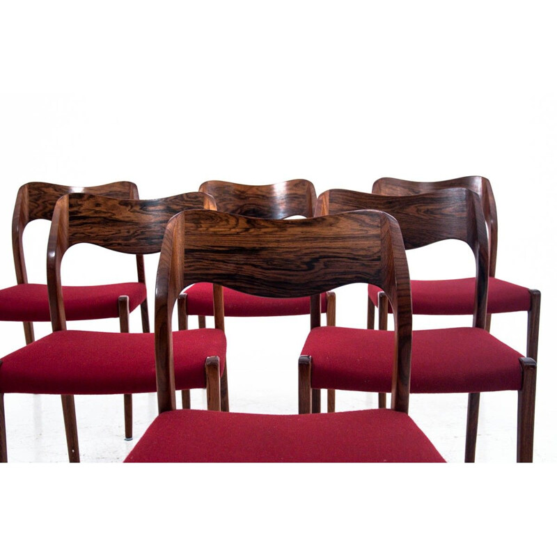 6 vintage rosewood chairs, Niels O. Møller, Denmark, 1960s