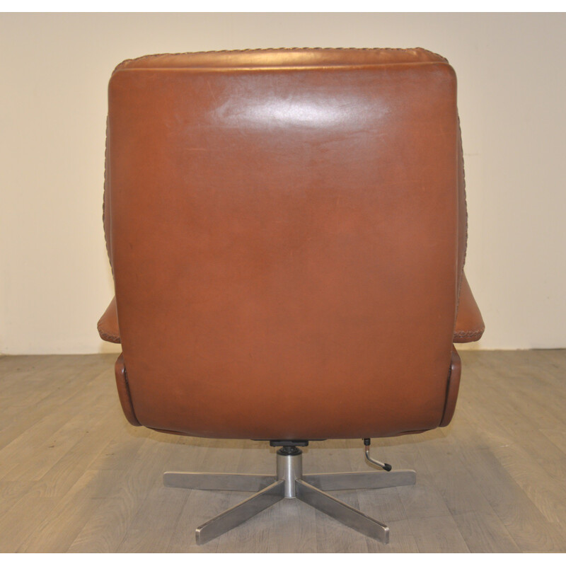 De Sede "S 231" armchair and his ottoman in brown leather - 1960s