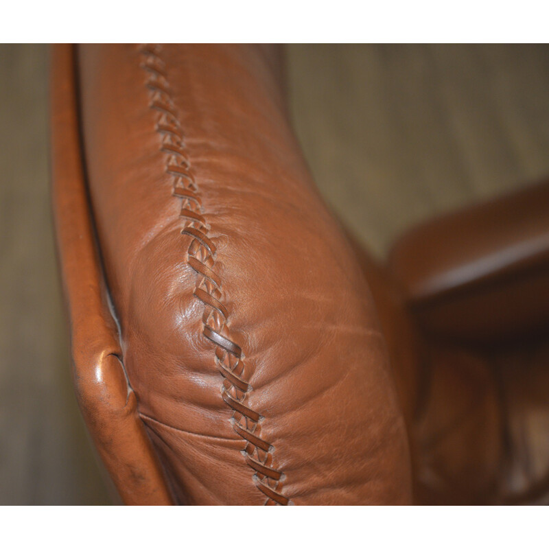 De Sede "S 231" armchair and his ottoman in brown leather - 1960s