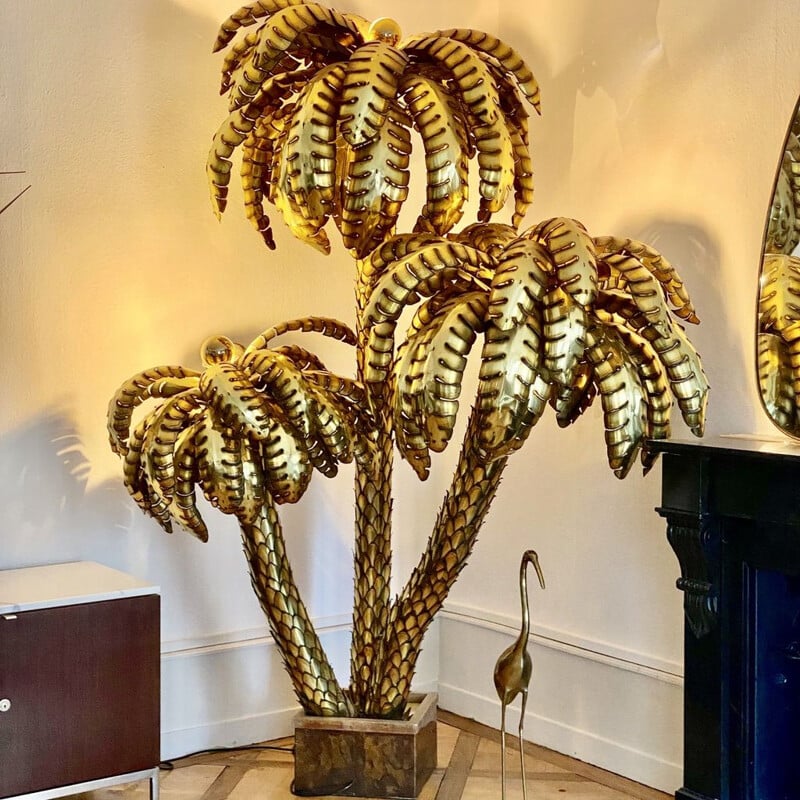 Lampadaire Vintage palmier géant par Maison Jansen France 1970