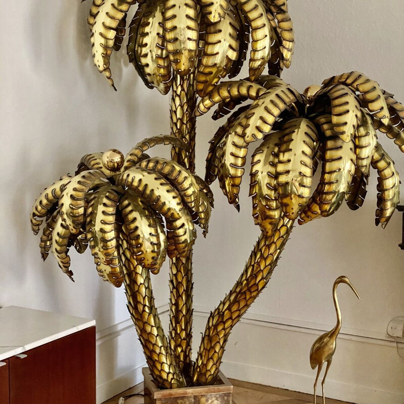 Lampadaire Vintage palmier géant par Maison Jansen France 1970