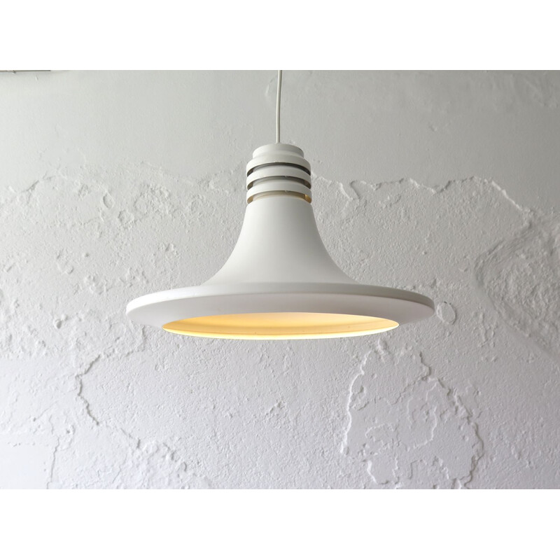 Vintage white suspension lamp Danish 1970