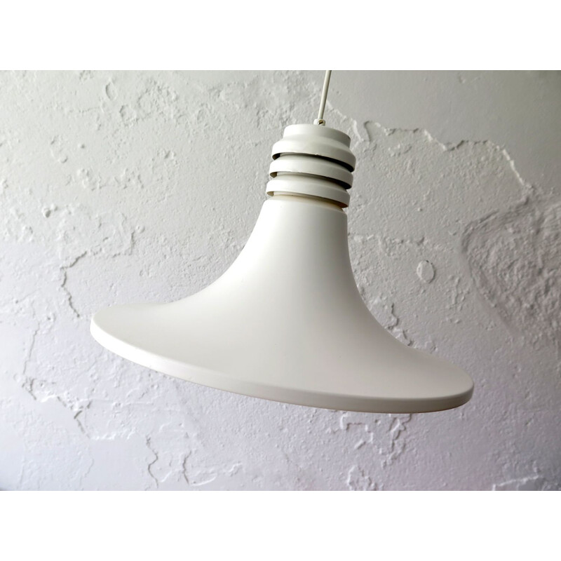 Vintage white suspension lamp Danish 1970