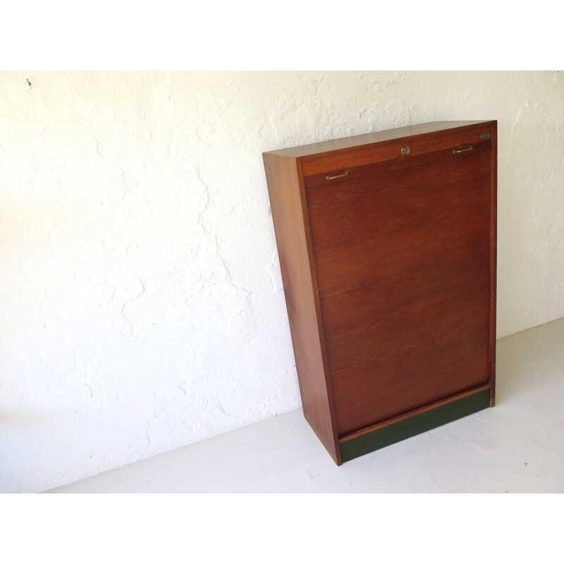 Vintage rolling door cabinet, 1950s