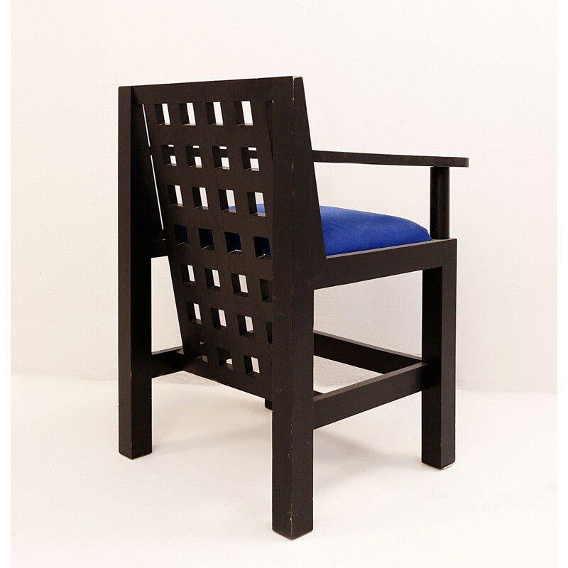 Satz von 6 postmodernen Vintage-Stühlen aus schwarzem Holz