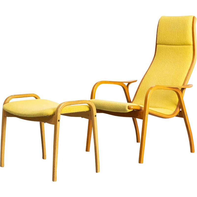 Vintage 'Lamino' fauteuil and hocker  Yngve Ekström for Swedese Møbler AB 1950s