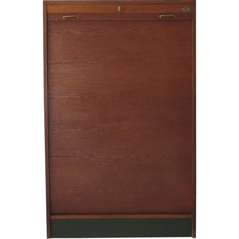 Vintage rolling door cabinet, 1950s